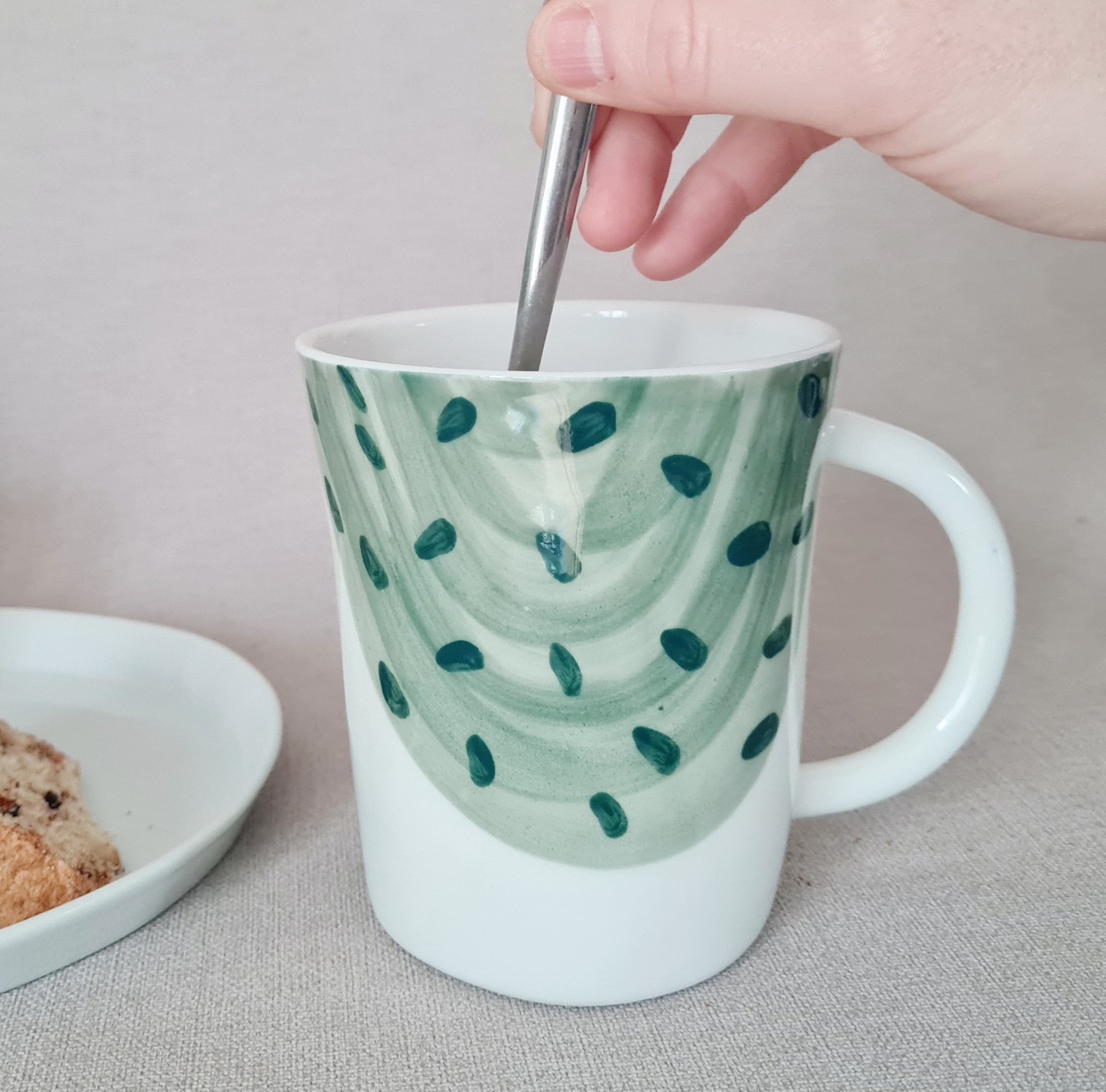 Mug pour thé et tisane en porcelaine Flocon vert.